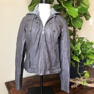 Faux Grey Leather Moto Jacket